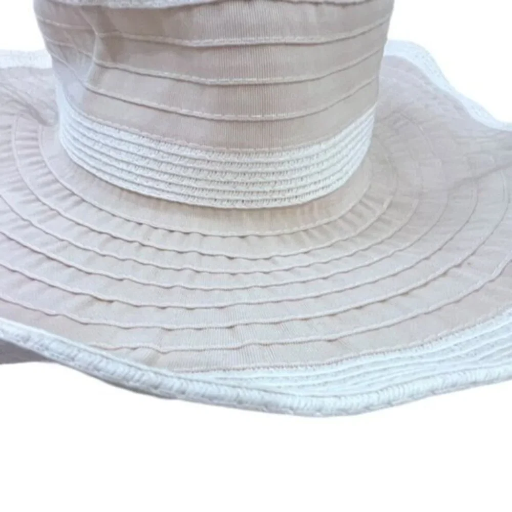 Womens Floppy Sun Hat Wide‎ Brim Beige Ivory BOHO Beach Vacation Pool Travel